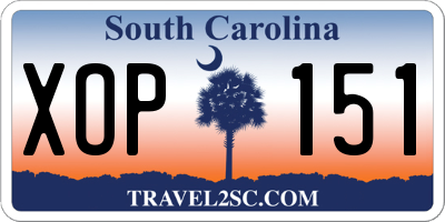 SC license plate XOP151