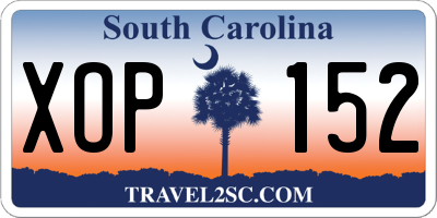 SC license plate XOP152