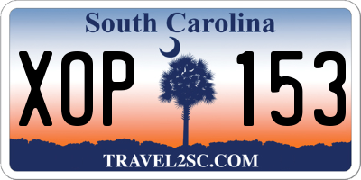 SC license plate XOP153