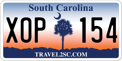 SC license plate XOP154