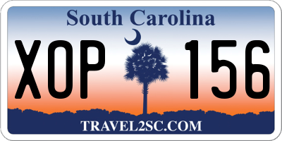 SC license plate XOP156