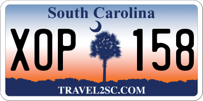 SC license plate XOP158
