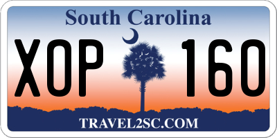 SC license plate XOP160