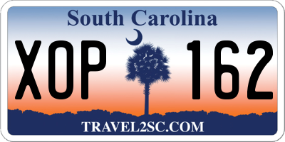 SC license plate XOP162
