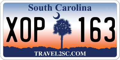SC license plate XOP163