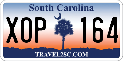 SC license plate XOP164