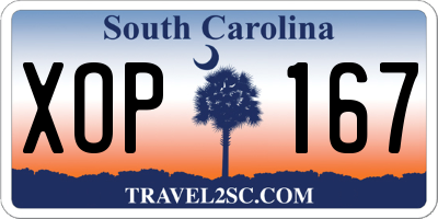 SC license plate XOP167