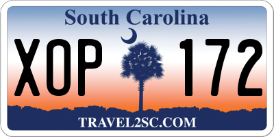 SC license plate XOP172