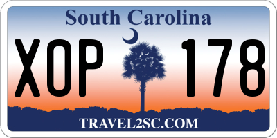 SC license plate XOP178