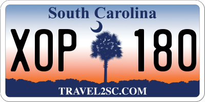 SC license plate XOP180