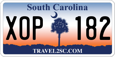 SC license plate XOP182