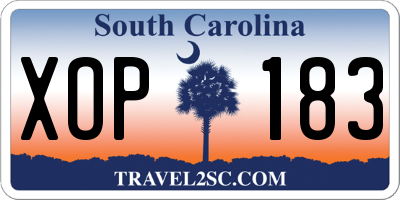 SC license plate XOP183