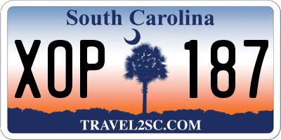 SC license plate XOP187