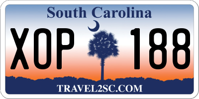 SC license plate XOP188