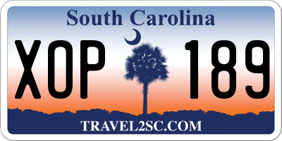 SC license plate XOP189