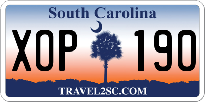 SC license plate XOP190