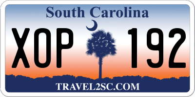 SC license plate XOP192