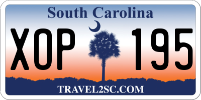 SC license plate XOP195