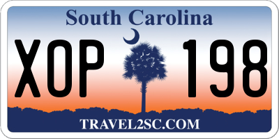 SC license plate XOP198