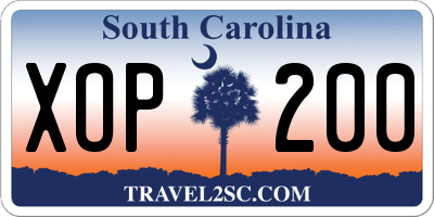 SC license plate XOP200