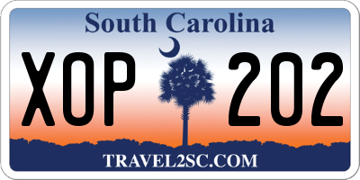 SC license plate XOP202