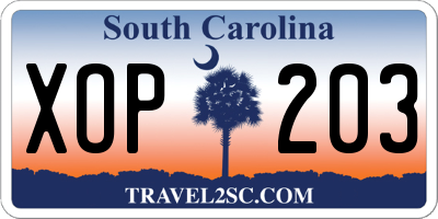 SC license plate XOP203