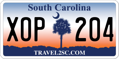 SC license plate XOP204