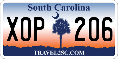 SC license plate XOP206