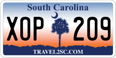 SC license plate XOP209