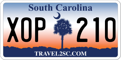 SC license plate XOP210