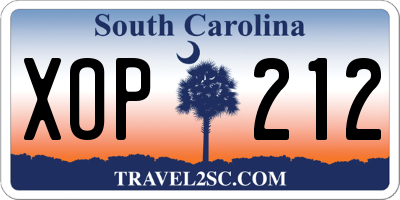 SC license plate XOP212
