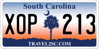SC license plate XOP213