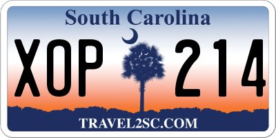 SC license plate XOP214