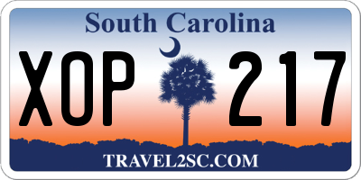 SC license plate XOP217