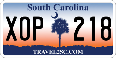 SC license plate XOP218