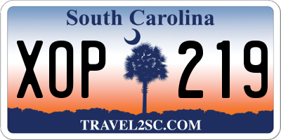 SC license plate XOP219
