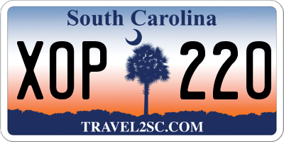 SC license plate XOP220