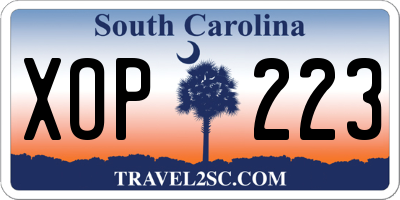 SC license plate XOP223