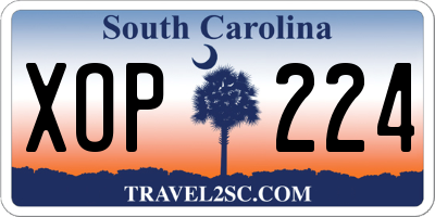SC license plate XOP224