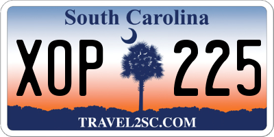 SC license plate XOP225