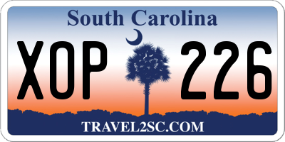 SC license plate XOP226