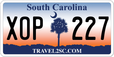 SC license plate XOP227