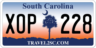 SC license plate XOP228