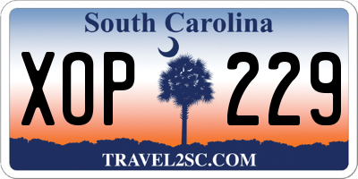SC license plate XOP229