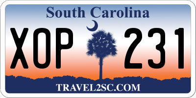 SC license plate XOP231