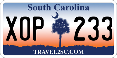 SC license plate XOP233