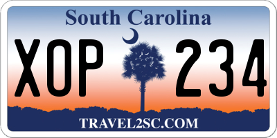 SC license plate XOP234