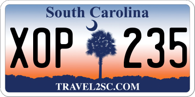 SC license plate XOP235