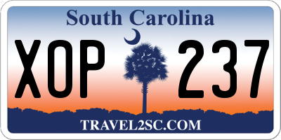 SC license plate XOP237