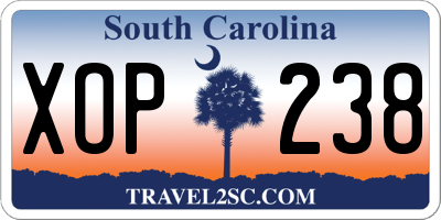 SC license plate XOP238
